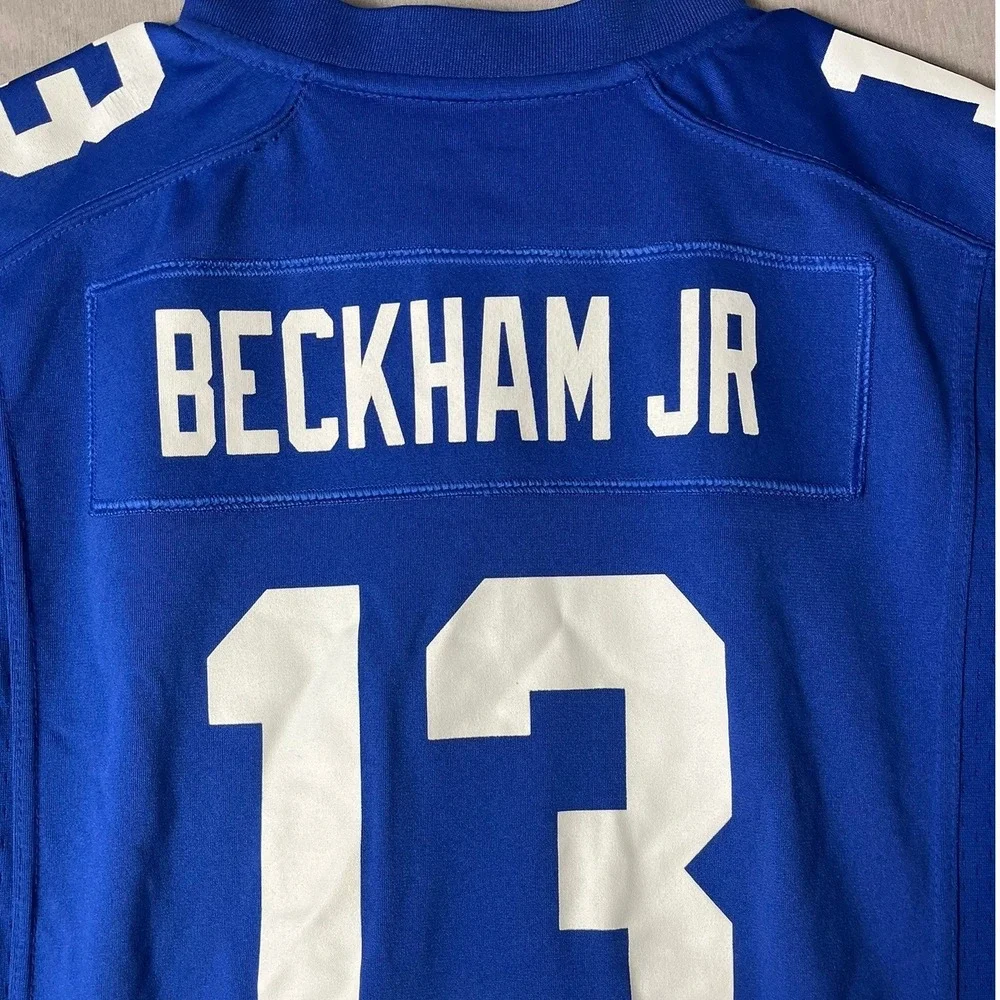 New York Giants Nike Jersey Kids L Blue NFL Football Beckham Jr 13 EUC